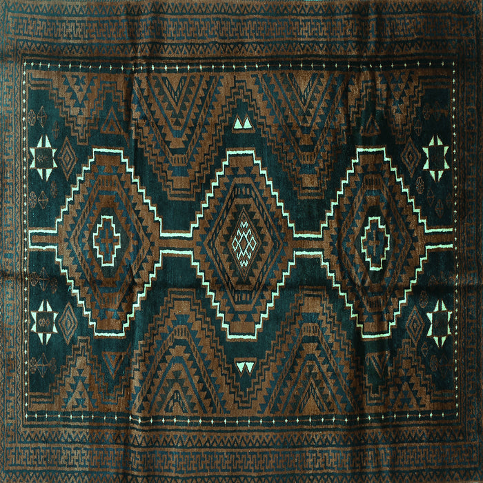 Square Machine Washable Persian Turquoise Traditional Area Rugs, wshtr705turq