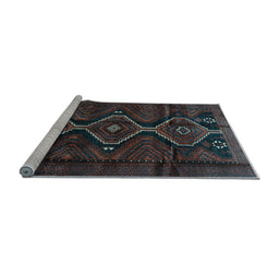 Sideview of Machine Washable Persian Light Blue Traditional Rug, wshtr705lblu