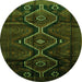 Square Persian Green Traditional Rug, tr705grn