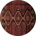 Round Machine Washable Persian Brown Traditional Rug, wshtr705brn