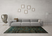 Machine Washable Persian Turquoise Traditional Area Rugs in a Living Room,, wshtr705turq