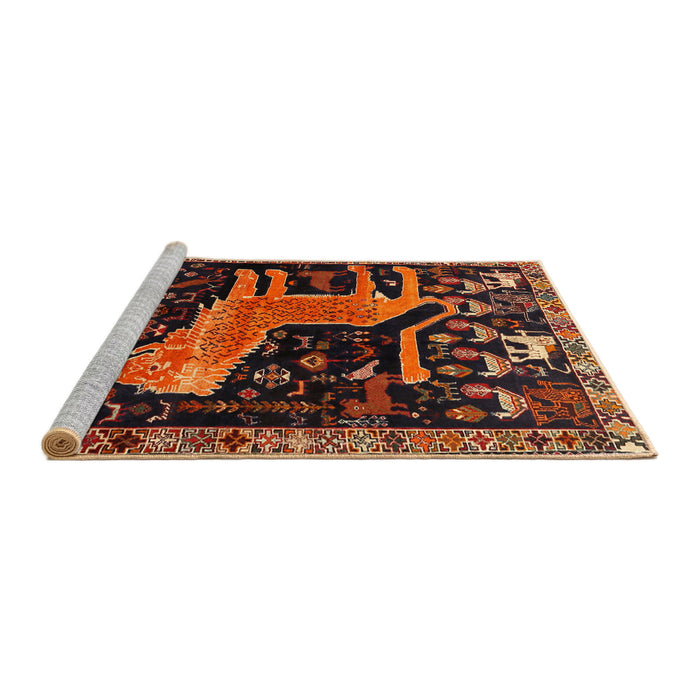 Sideview of Machine Washable Traditional Deep Red Rug, wshtr706