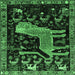 Square Machine Washable Animal Emerald Green Traditional Area Rugs, wshtr706emgrn
