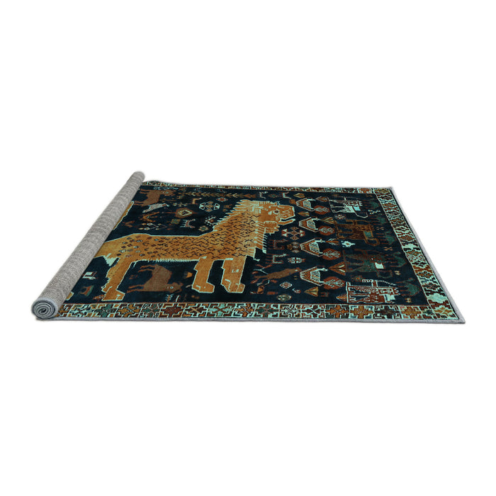 Sideview of Machine Washable Animal Light Blue Traditional Rug, wshtr706lblu