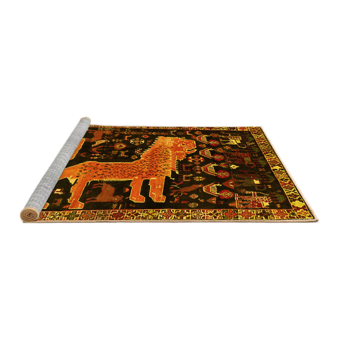 Sideview of Machine Washable Animal Yellow Traditional Rug, wshtr706yw
