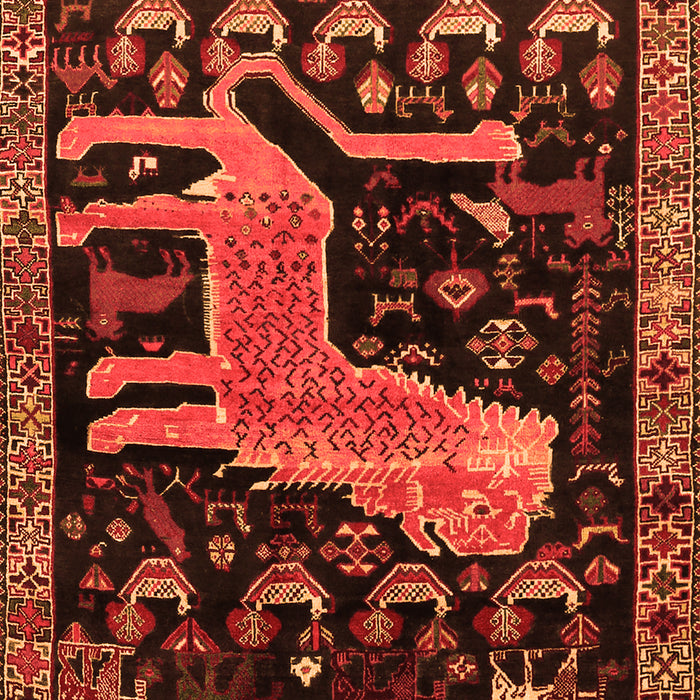 Serging Thickness of Machine Washable Animal Orange Traditional Area Rugs, wshtr706org