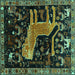 Square Animal Turquoise Traditional Rug, tr706turq