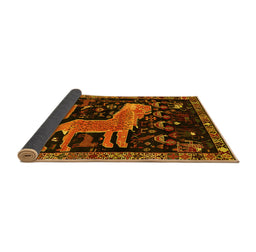Sideview of Animal Yellow Traditional Rug, tr706yw