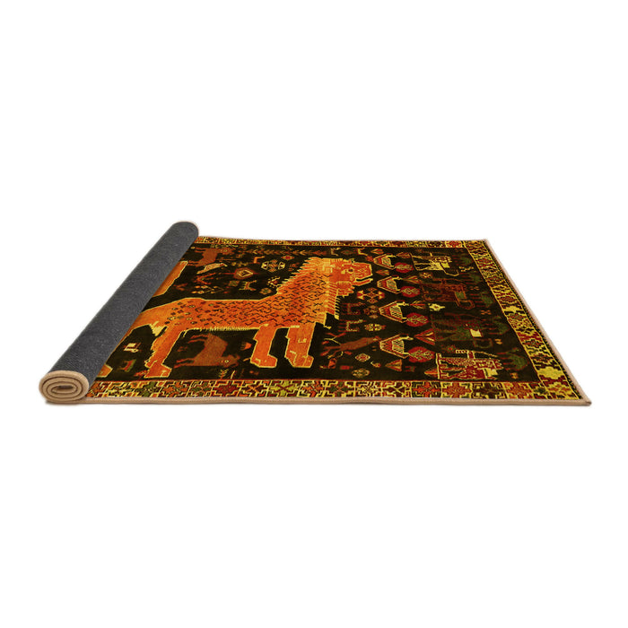 Sideview of Animal Yellow Traditional Rug, tr706yw
