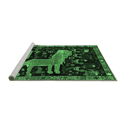 Sideview of Machine Washable Animal Emerald Green Traditional Area Rugs, wshtr706emgrn