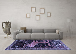 Machine Washable Animal Blue Traditional Rug in a Living Room, wshtr706blu