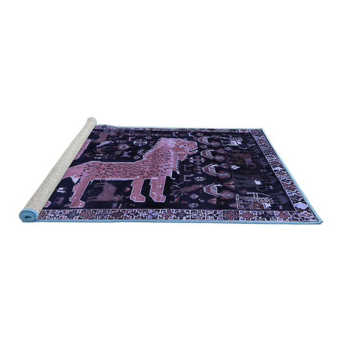 Sideview of Machine Washable Animal Blue Traditional Rug, wshtr706blu