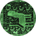 Round Machine Washable Animal Emerald Green Traditional Area Rugs, wshtr706emgrn