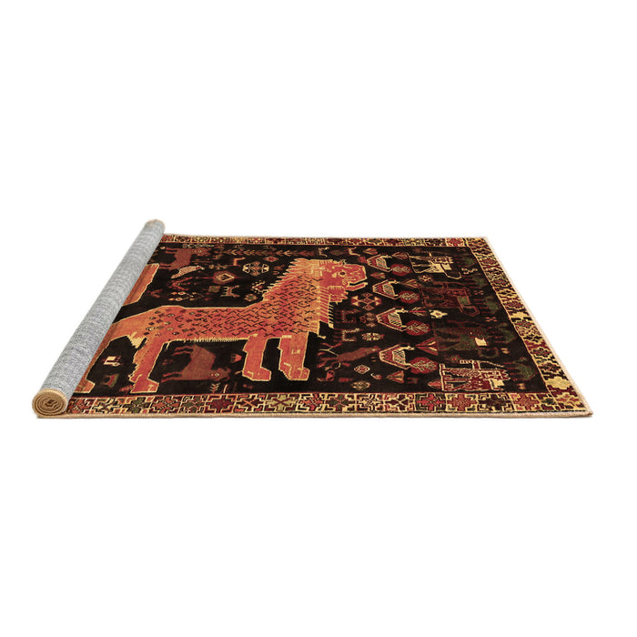 Sideview of Machine Washable Animal Brown Traditional Rug, wshtr706brn
