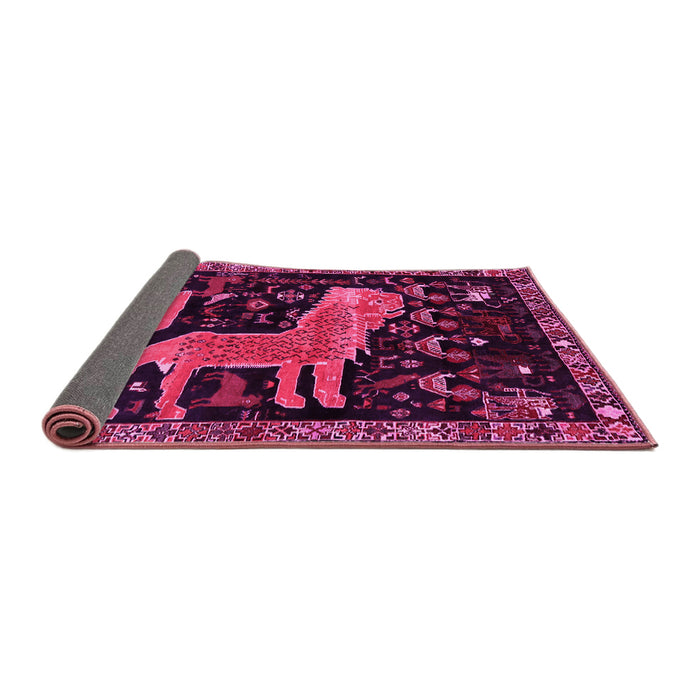 Sideview of Animal Pink Traditional Rug, tr706pnk