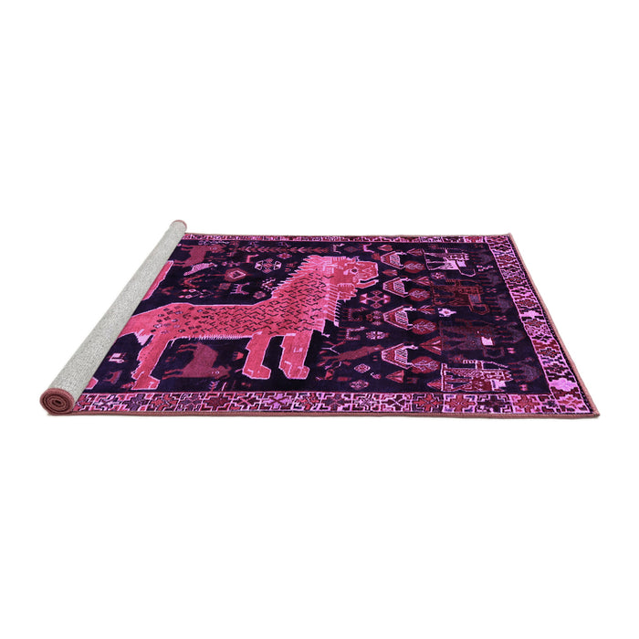 Sideview of Machine Washable Animal Purple Traditional Area Rugs, wshtr706pur