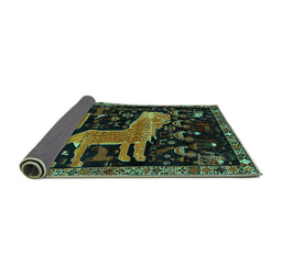 Sideview of Animal Turquoise Traditional Rug, tr706turq