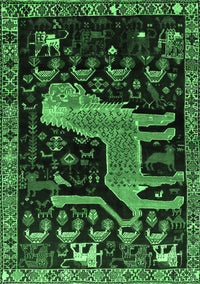 Animal Emerald Green Traditional Rug, tr706emgrn