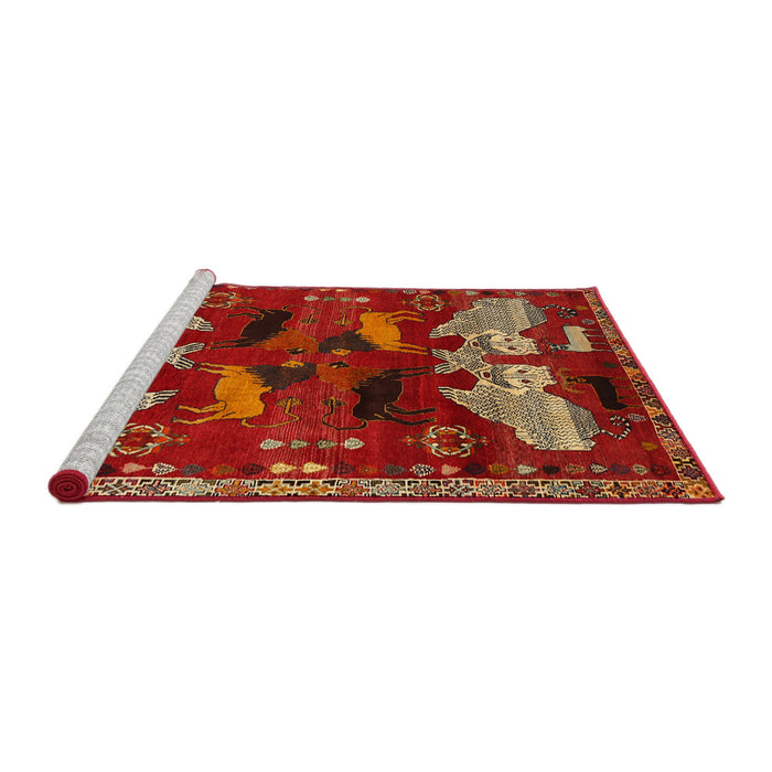 Sideview of Machine Washable Traditional Red Rug, wshtr707