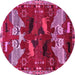 Round Animal Pink Traditional Rug, tr707pnk