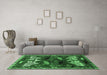 Machine Washable Animal Emerald Green Traditional Area Rugs in a Living Room,, wshtr707emgrn