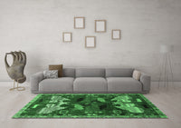 Machine Washable Animal Emerald Green Traditional Rug, wshtr707emgrn