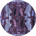 Round Animal Blue Traditional Rug, tr707blu