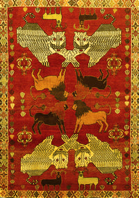 Animal Yellow Traditional Rug, tr707yw