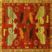 Square Animal Yellow Traditional Rug, tr707yw