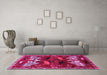 Machine Washable Animal Pink Traditional Rug in a Living Room, wshtr707pnk