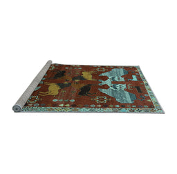 Sideview of Machine Washable Animal Light Blue Traditional Rug, wshtr707lblu