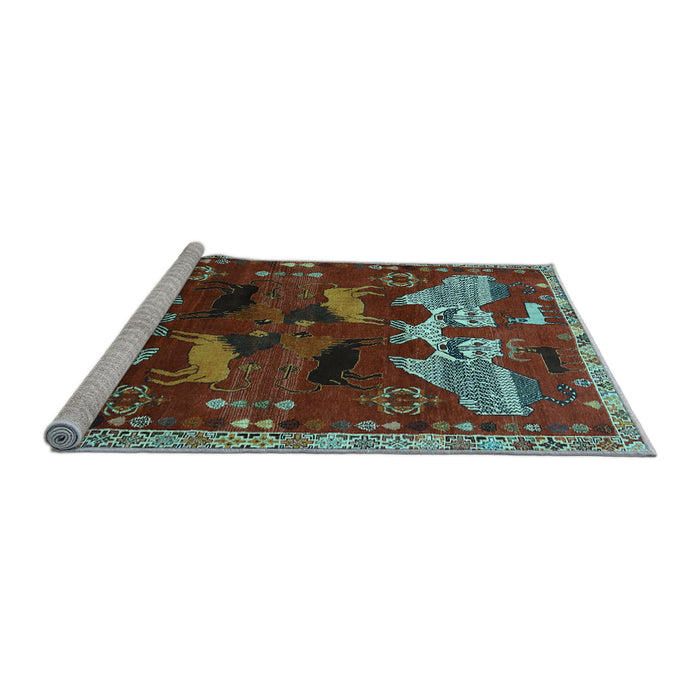 Sideview of Machine Washable Animal Light Blue Traditional Rug, wshtr707lblu