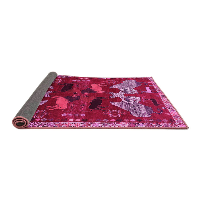 Sideview of Animal Pink Traditional Rug, tr707pnk