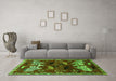 Machine Washable Animal Green Traditional Area Rugs in a Living Room,, wshtr707grn