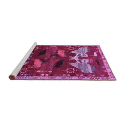 Sideview of Machine Washable Animal Purple Traditional Area Rugs, wshtr707pur