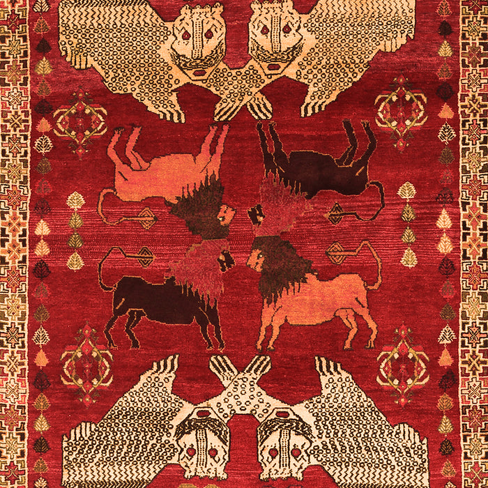 Serging Thickness of Machine Washable Animal Orange Traditional Area Rugs, wshtr707org