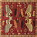 Square Animal Brown Traditional Rug, tr707brn