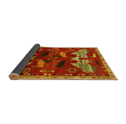 Sideview of Animal Yellow Traditional Rug, tr707yw
