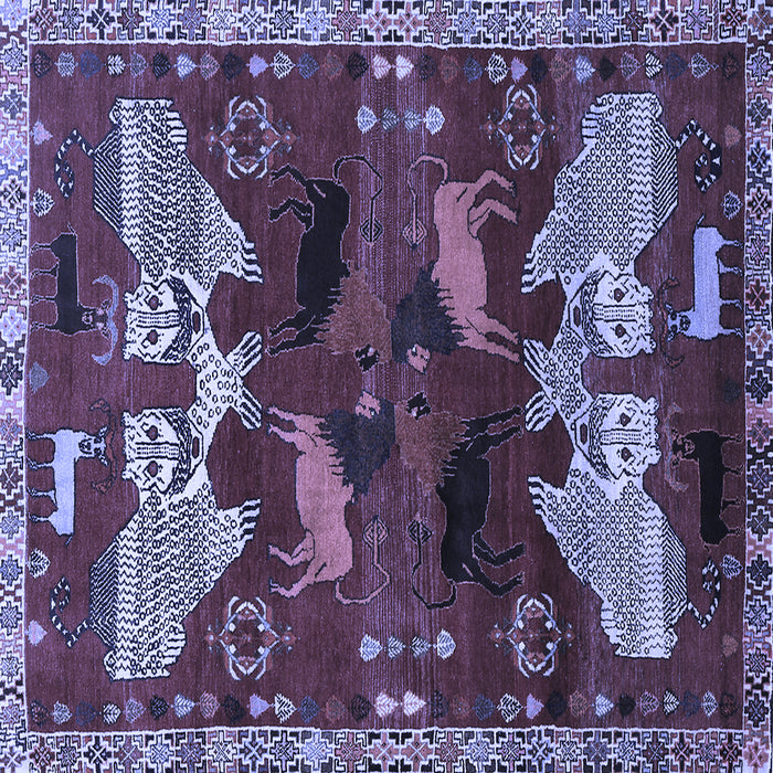 Square Animal Blue Traditional Rug, tr707blu