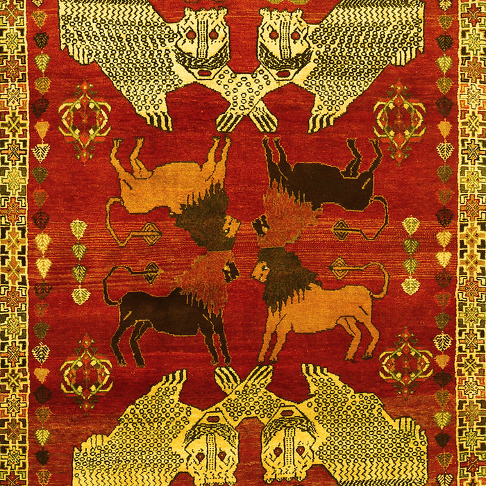Machine Washable Animal Yellow Traditional Rug, wshtr707yw