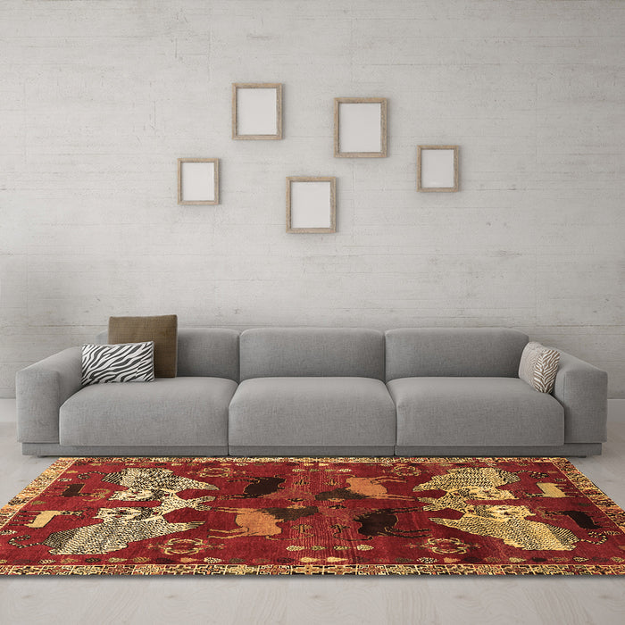 Machine Washable Animal Brown Traditional Rug in a Living Room,, wshtr707brn