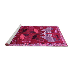 Sideview of Machine Washable Animal Pink Traditional Rug, wshtr707pnk