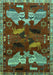 Animal Turquoise Traditional Rug, tr707turq