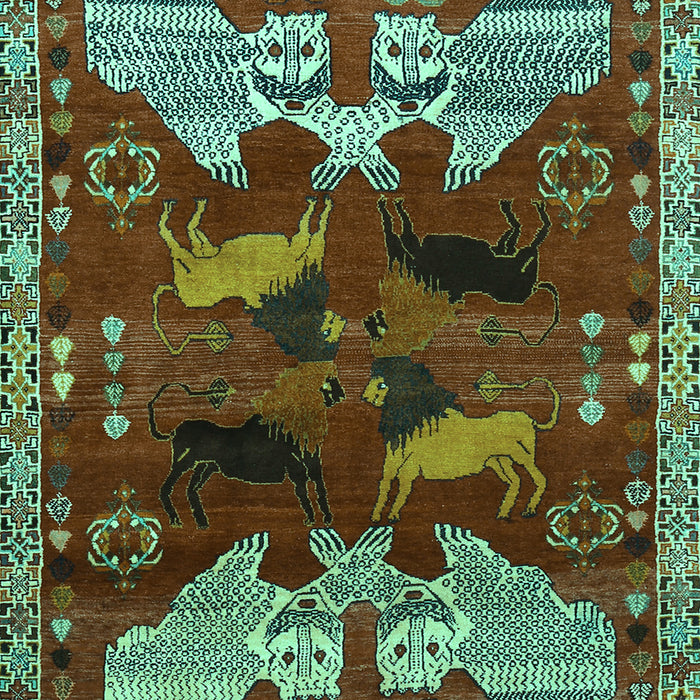 Animal Turquoise Traditional Rug, tr707turq