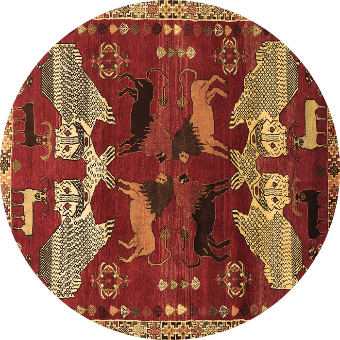 Round Machine Washable Animal Brown Traditional Rug, wshtr707brn