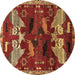 Round Machine Washable Animal Brown Traditional Rug, wshtr707brn