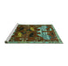 Sideview of Machine Washable Animal Turquoise Traditional Area Rugs, wshtr707turq