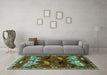 Machine Washable Animal Turquoise Traditional Area Rugs in a Living Room,, wshtr707turq