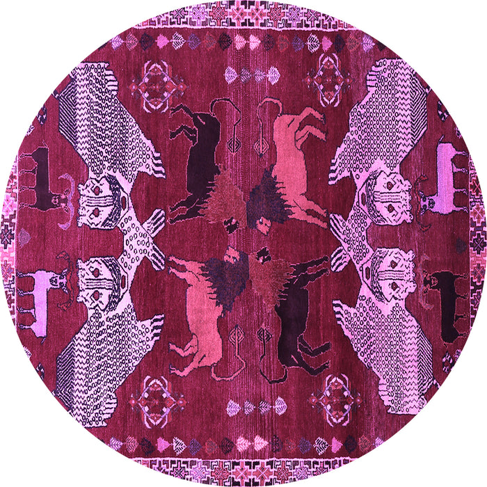 Round Animal Purple Traditional Rug, tr707pur