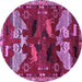 Round Animal Purple Traditional Rug, tr707pur